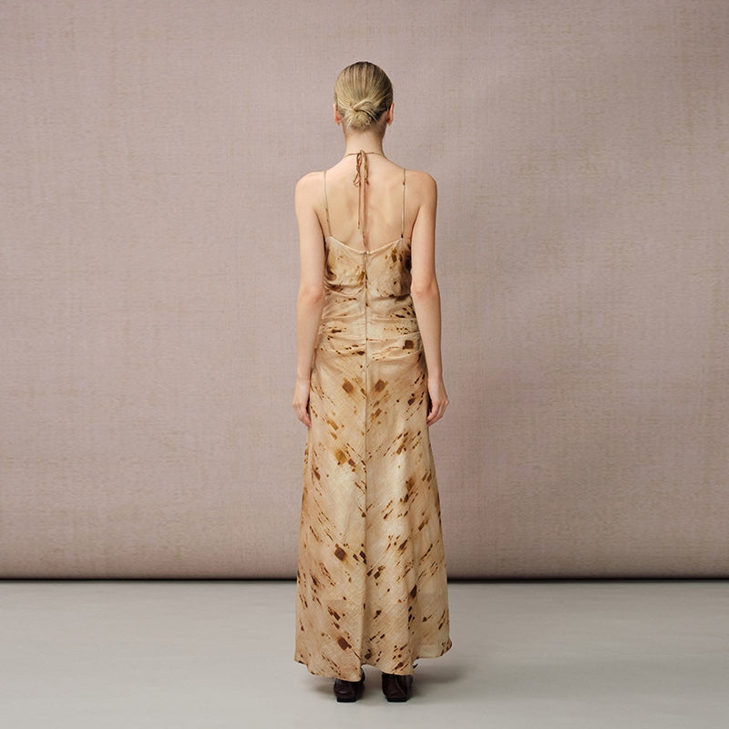 PRINTED HALTER NECK DRESS