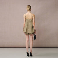 GREEN LINEN SEQUIN PANEL CAMI