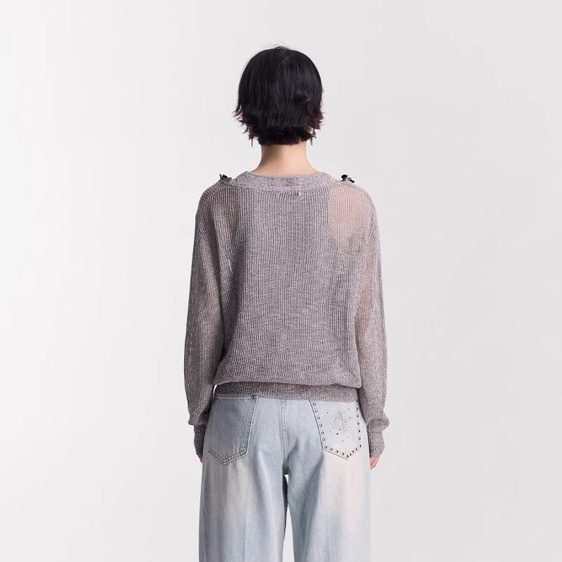WHITE & GREY TWO-PIECE PULLOVER KNIT