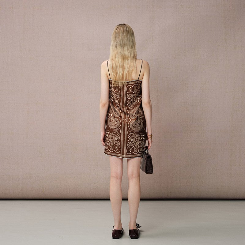 SCARF PRINT STRAPPY DRESS