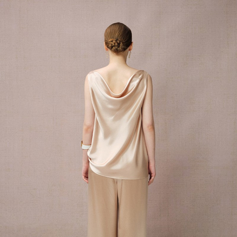 TWO-WAY ACETATE SLEEVELESS BLOUSE