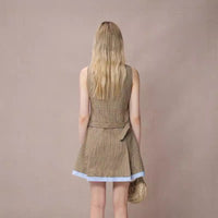 PLAID AND STRIPE PATCHWORK DRESS