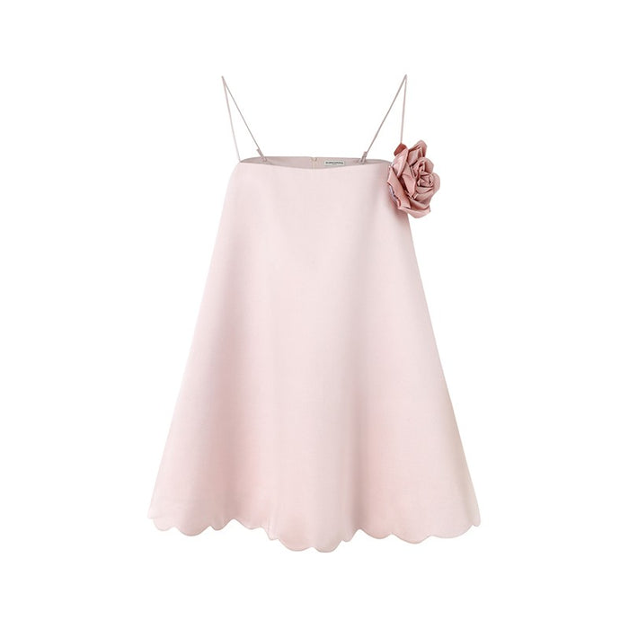 PINK RUFFLE EDGE SATIN FLORAL CAMI