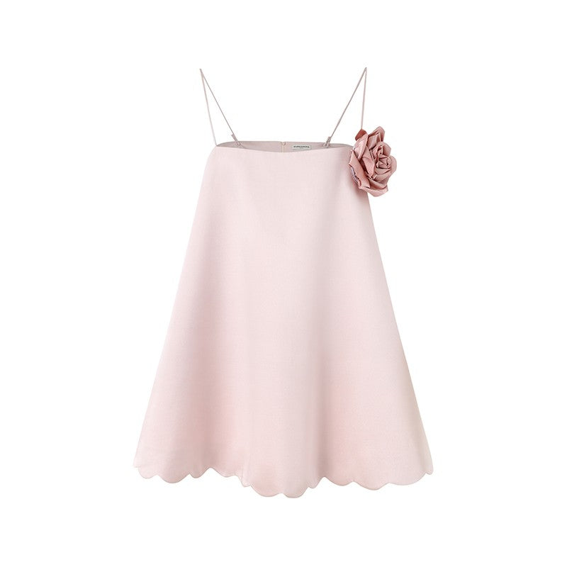 PINK RUFFLE EDGE SATIN FLORAL CAMI