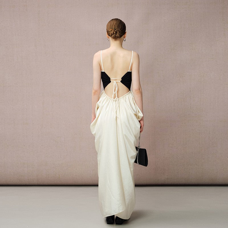 BLACK KNIT AND BEIGE CAMI DRESS