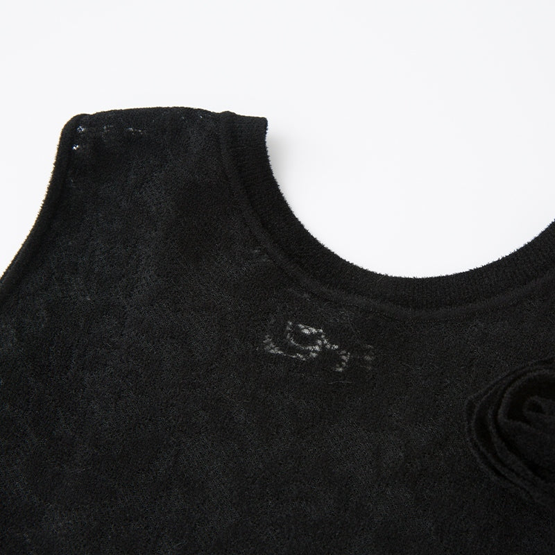 BLACK JACQUARD SLEEVELESS DRESS