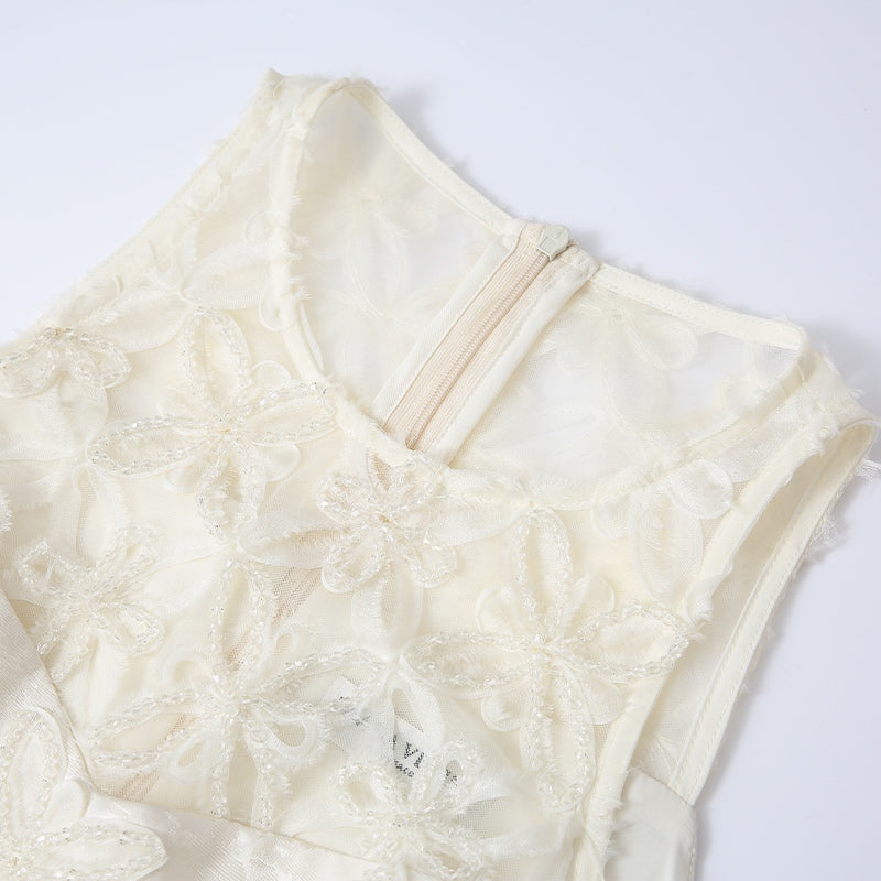 FLORAL PATCHWORK HAND-BEADED DRESS