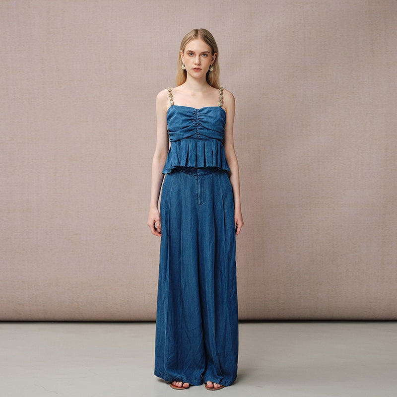 TENCEL DENIM WIDE-LEG PANTS
