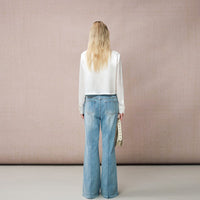 ACETATE LACE PATCHWORK LAYERED SHIRT