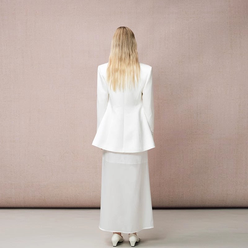 WHITE ACETATE SKIRT