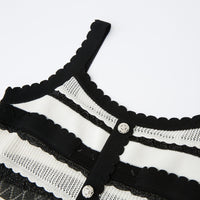 STRIPED EYELET KNIT PATCHWORK DRESS