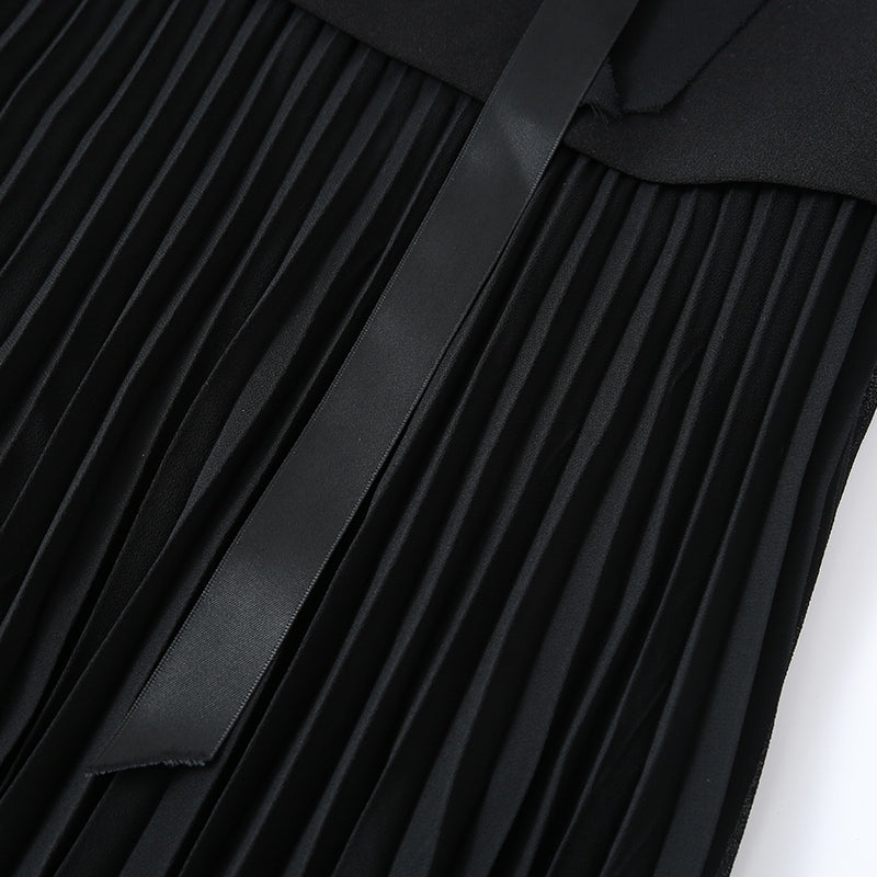 BLACK 3D FLORAL PLEATED MAXI SKIRT