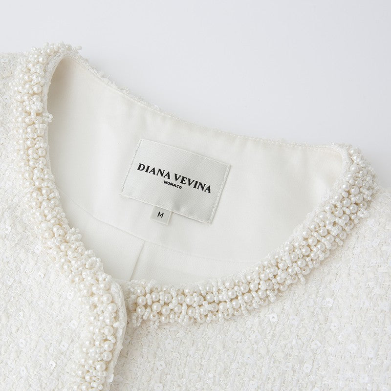 PEARL TRIM TWEED JACKET