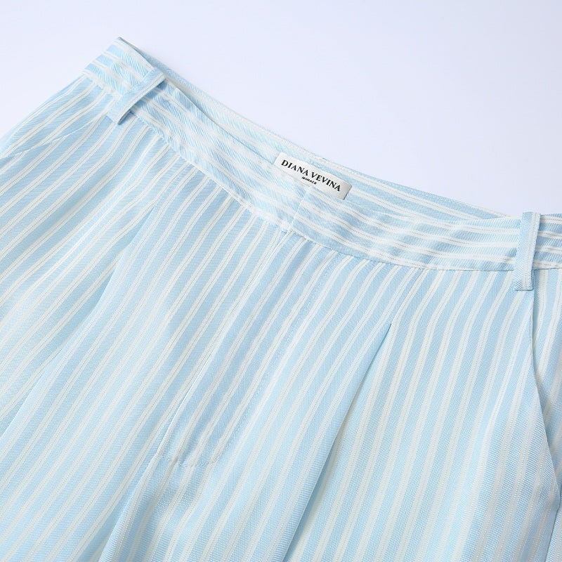 BLUE ACETATE STRIPED PANTS