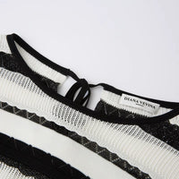 STRIPED EYELET KNIT TOP