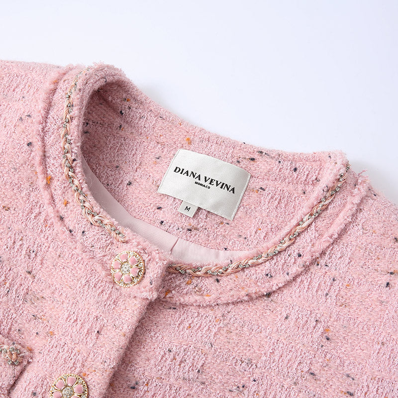 PINK TWEED SHORT SLEEVE DRESS