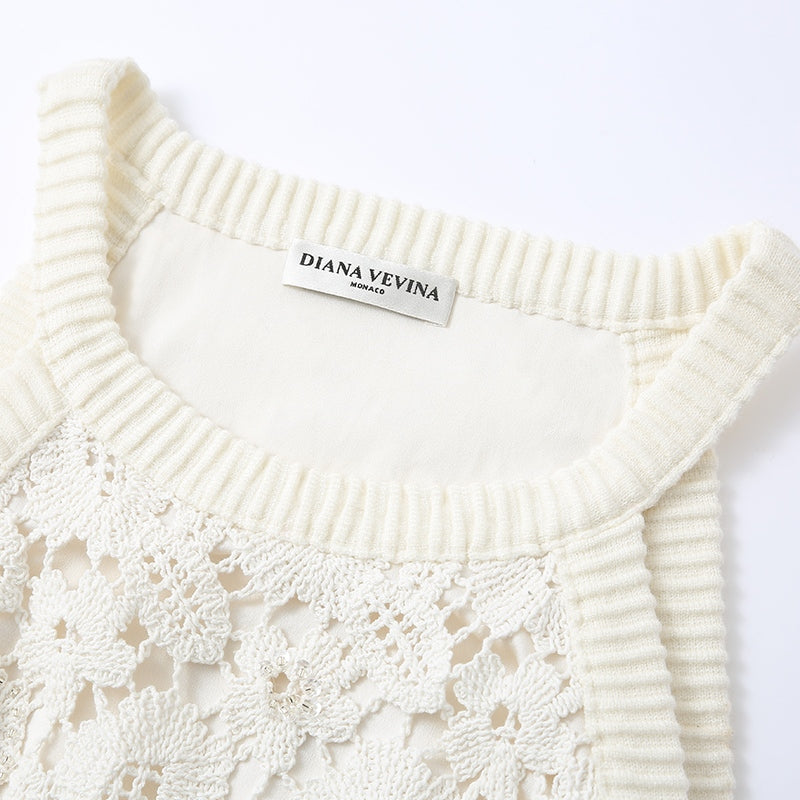 LACE EMBROIDERED EYELET DRESS