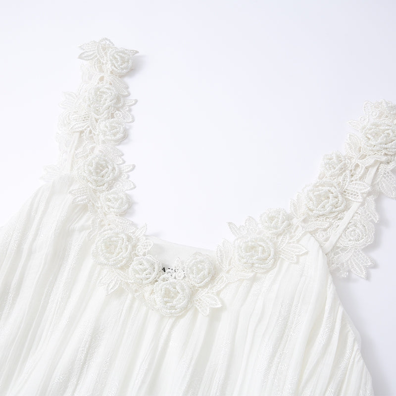 WHITE LACE TRIM CAMI DRESS