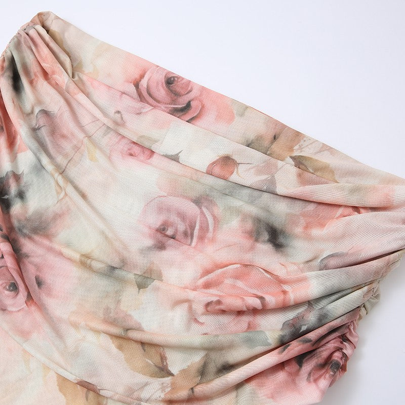 OFF-SHOULDER MESH ROSE OMBRÉ LAYERING TOP