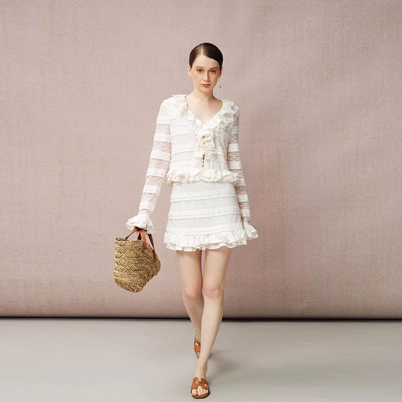 BEIGE LACE CARDIGAN