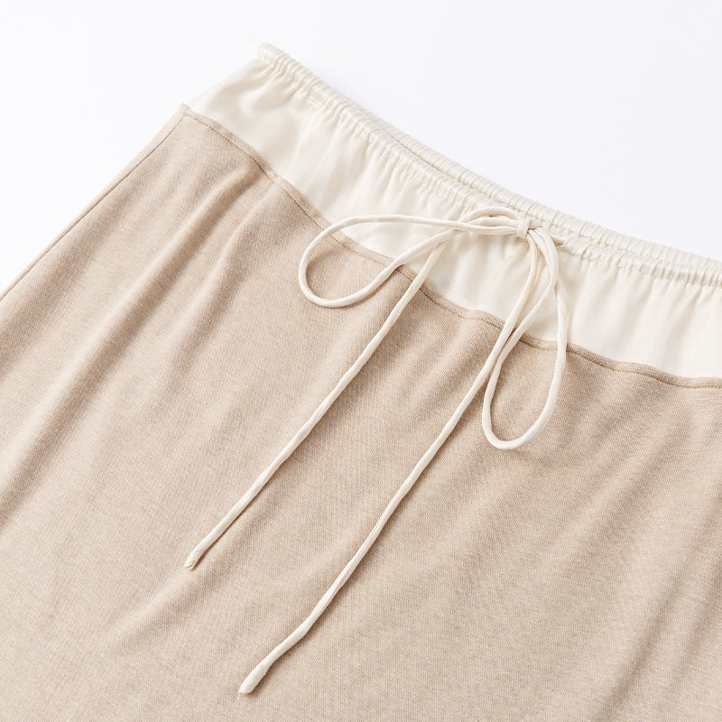 KNIT PATCHWORK ACETATE LONG SKIRT