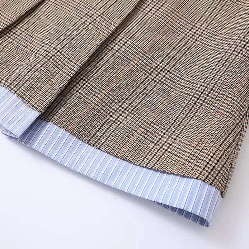 PLAID AND STRIPE PATCHWORK DRESS