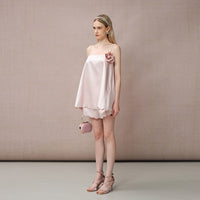 PINK RUFFLE EDGE SATIN FLORAL CAMI