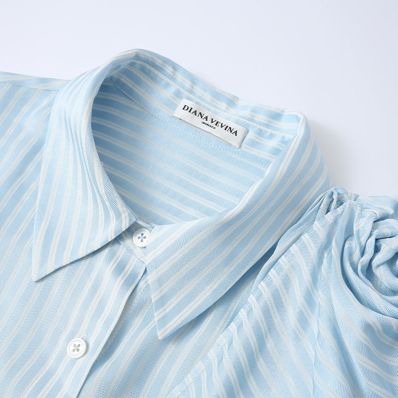 BLUE ACETATE STRIPED SHIRT