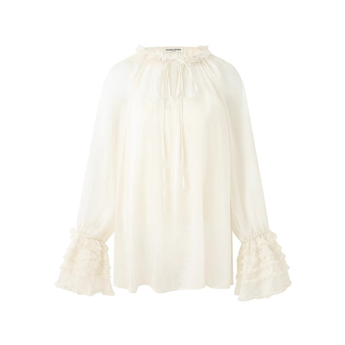 LACE SHAWL COLLAR BLOUSE