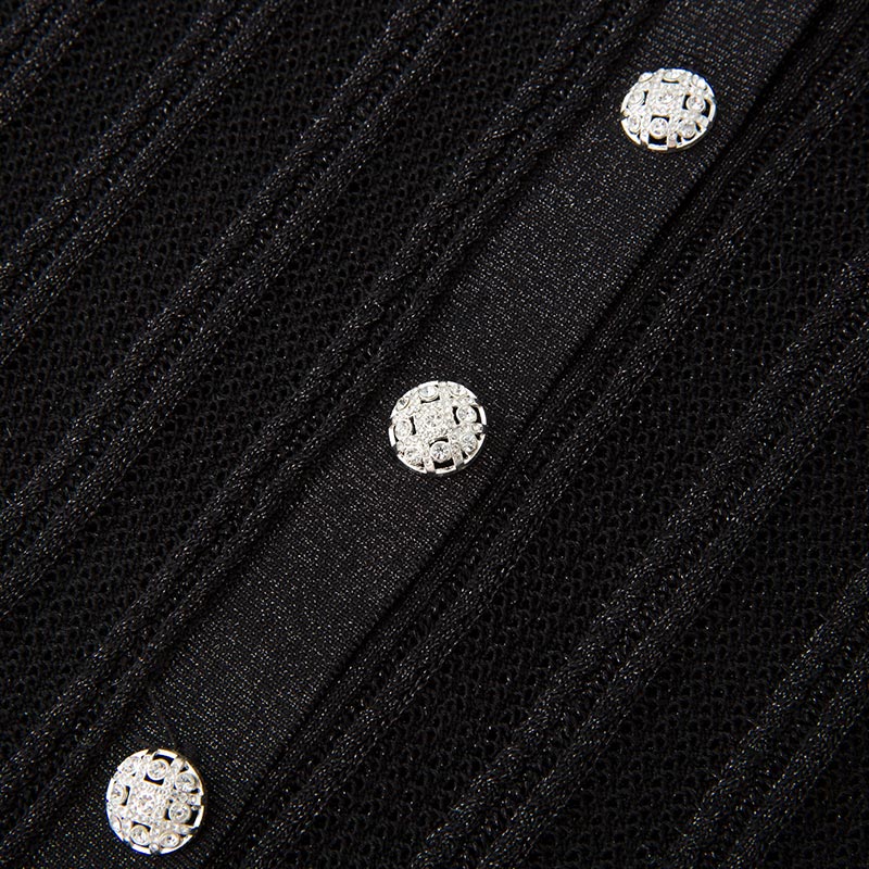 BLACK CROCHET SHORT SLEEVE CARDIGAN