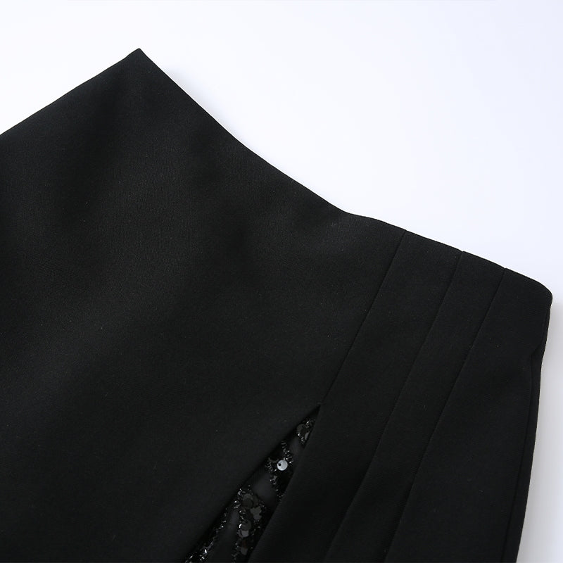 SEQUIN PATCHWORK BLAZER SKIRT