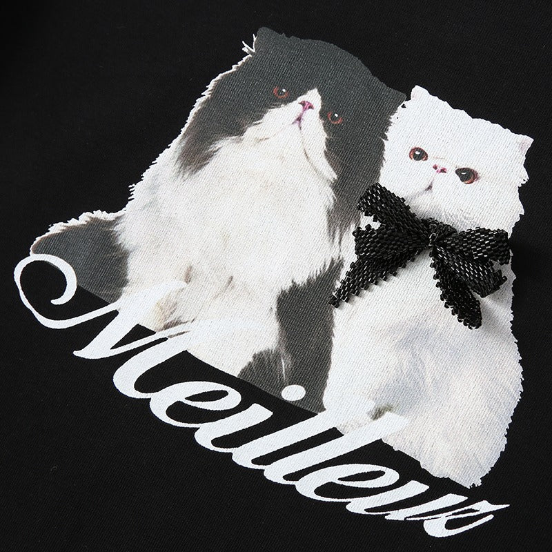 CAT PRINT COLORBLOCK SHORT SLEEVE