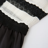 STRIPED EYELET KNIT PATCHWORK DRESS