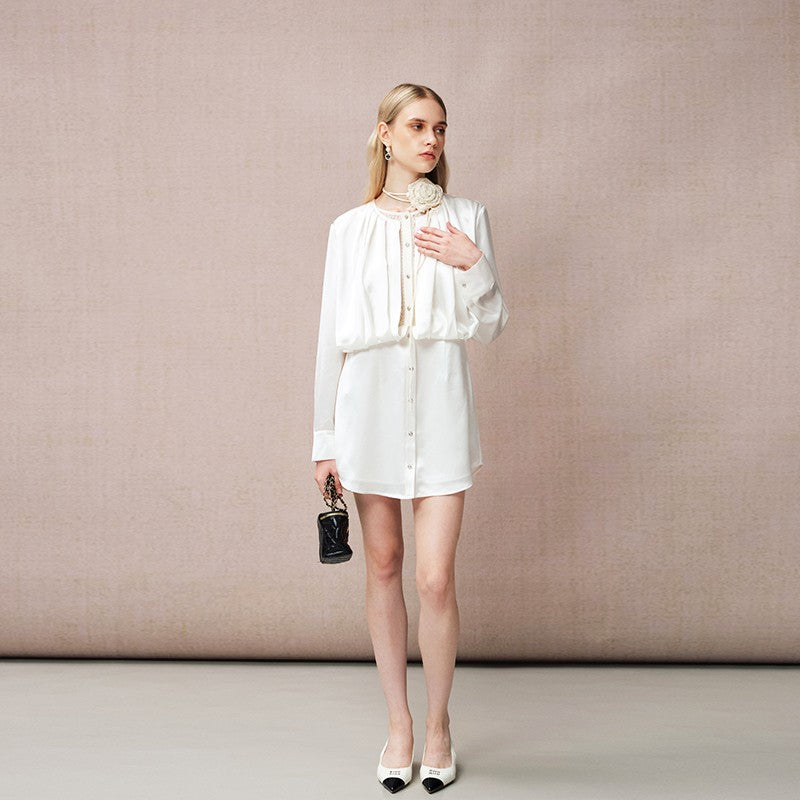 ACETATE LACE LAYERED EFFECT DRESS