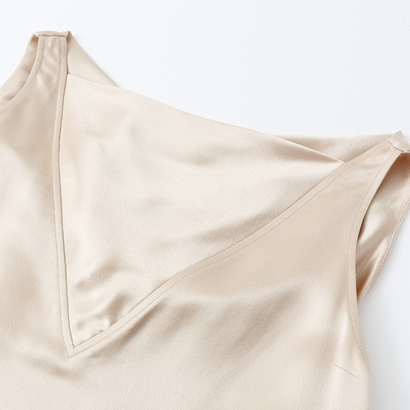 TWO-WAY ACETATE SLEEVELESS BLOUSE