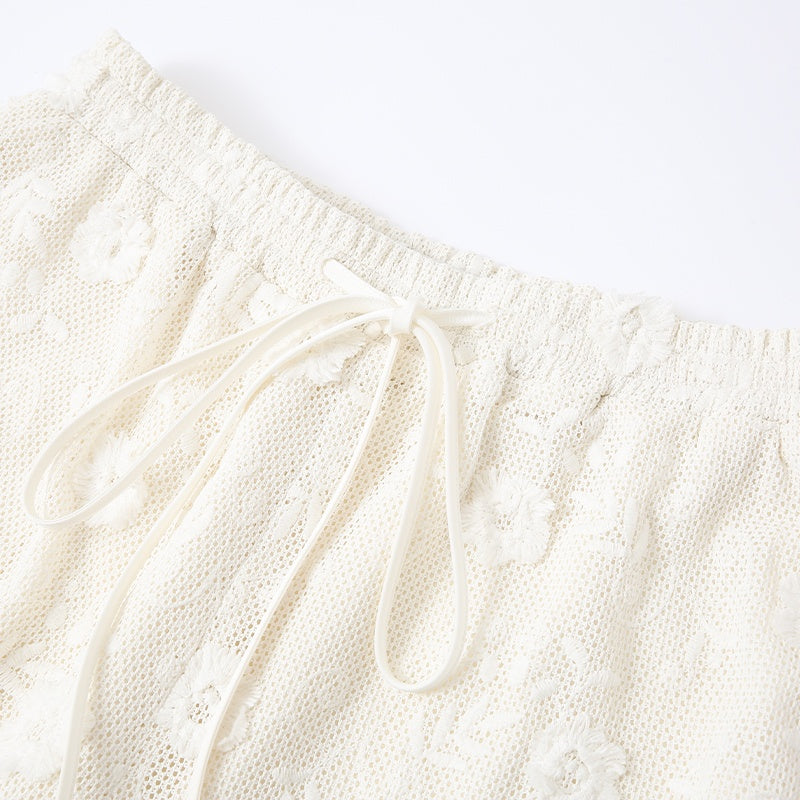 EYELET LACE FLORAL PANTS