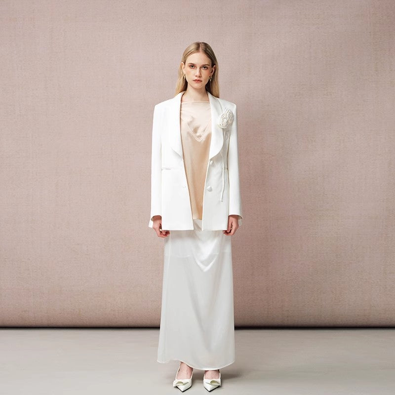 WHITE ACETATE SKIRT