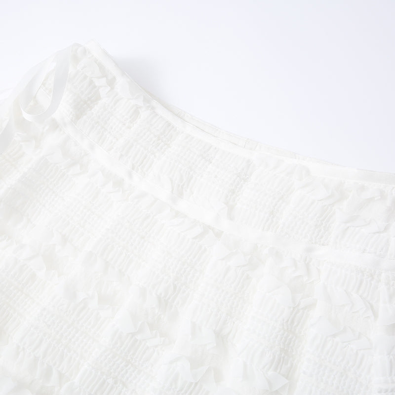 WHITE RUCHED SKIRT