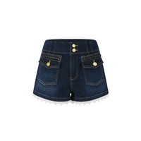 Braided Trim Denim Shorts