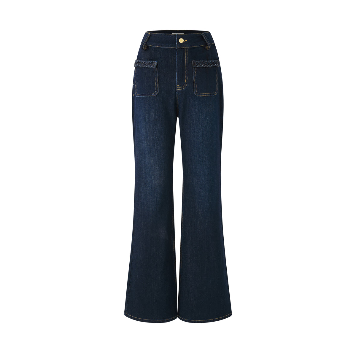 Braided Trim Stretch Micro Flare Jeans