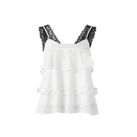 Lace Strap Polka Dot Jacquard Chiffon Camisole Front