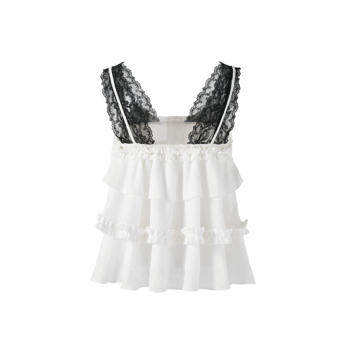Lace Strap Polka Dot Jacquard Chiffon Camisole Back