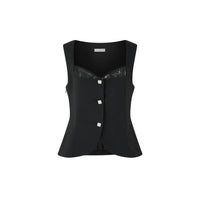 Lace Trim Slim Fit Sleeveless Top
