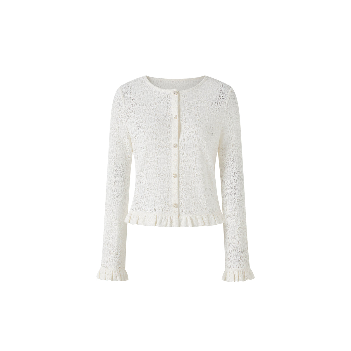 Ruffle Trim Lace Cardigan