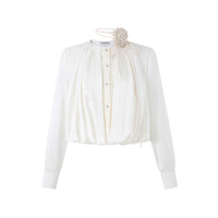ACETATE LACE PATCHWORK LAYERED SHIRT