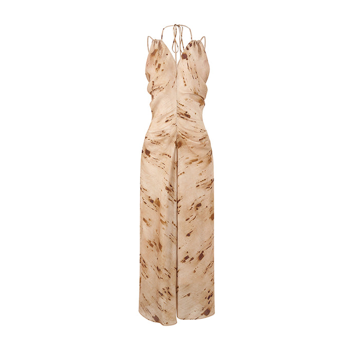 PRINTED HALTER NECK DRESS