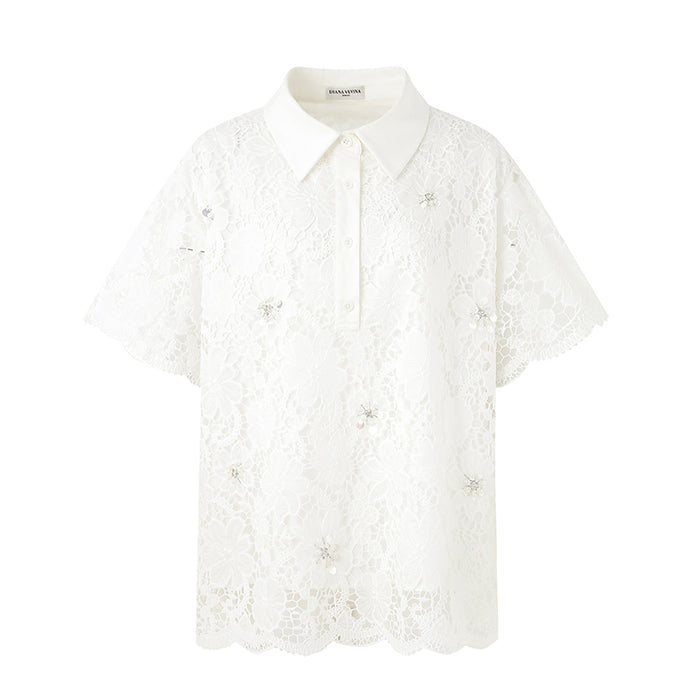LACE SHORT SLEEVE SHIRT