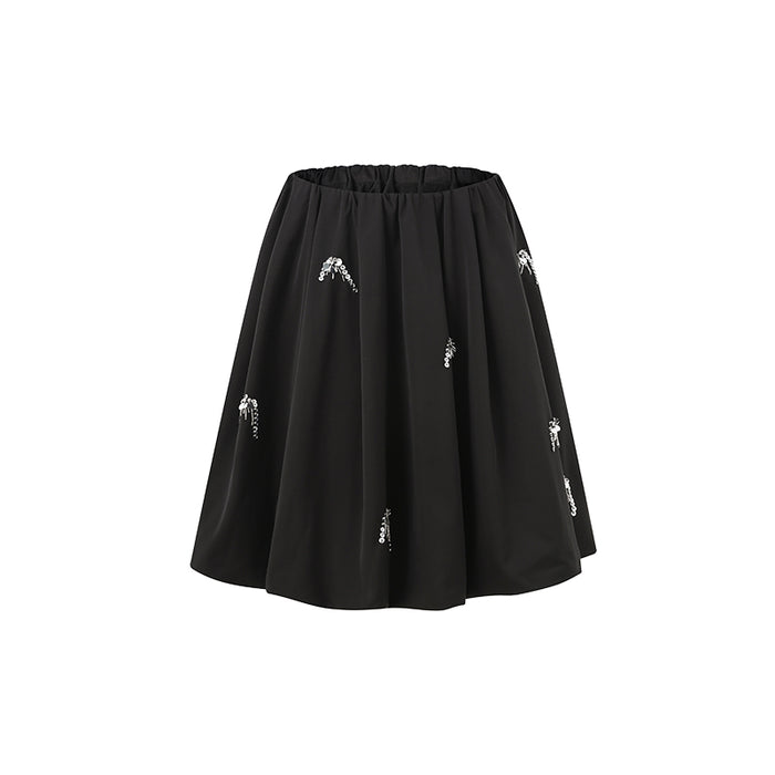 BLACK SEQUIN MIDI SKIRT
