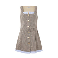 PLAID AND STRIPE PATCHWORK DRESS