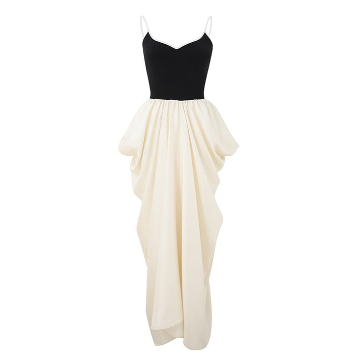 BLACK KNIT AND BEIGE CAMI DRESS